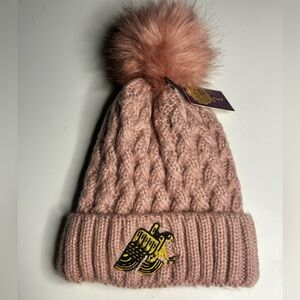 Pink Knit Pom-Pom Beanie